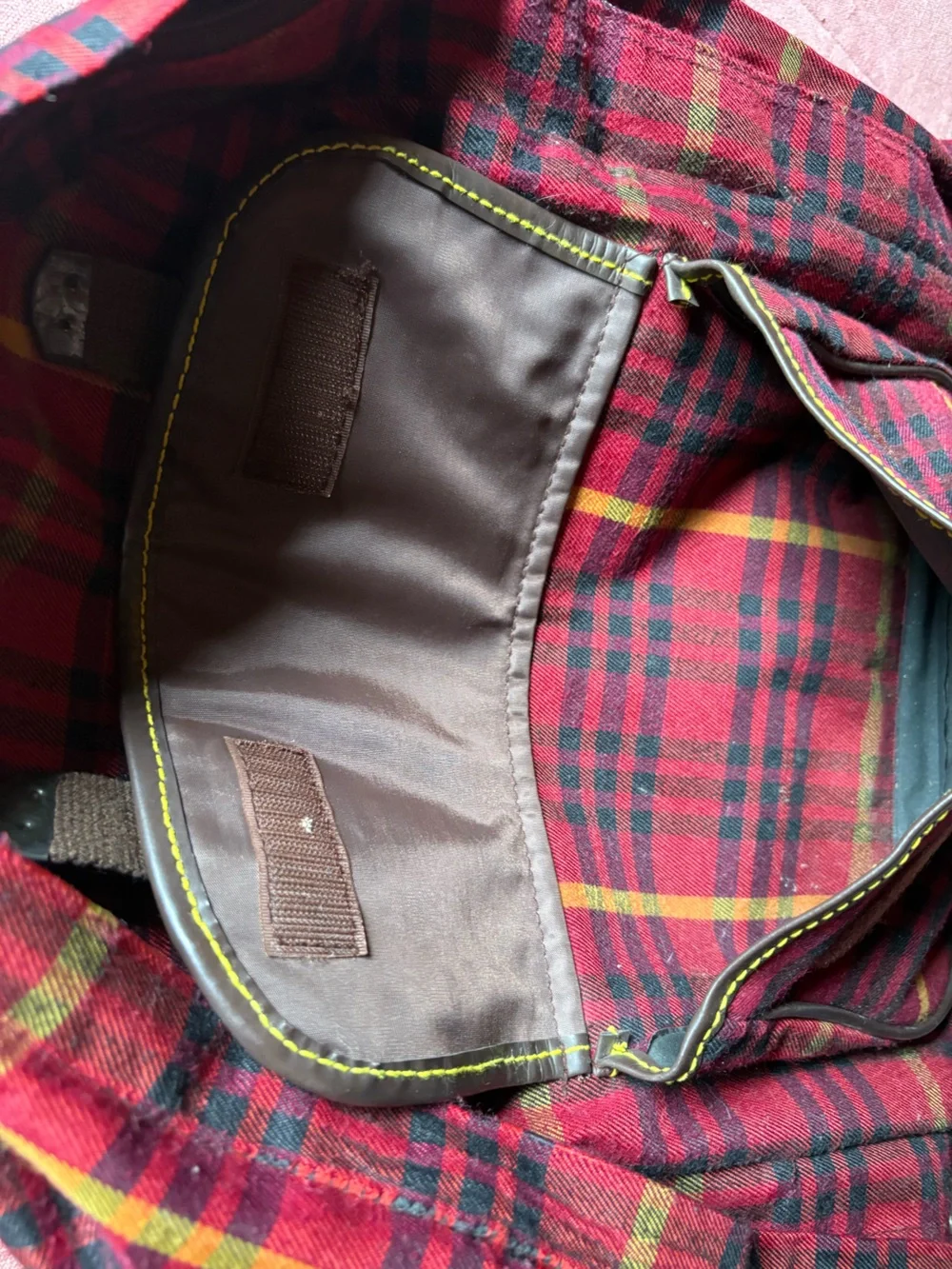 90s Dr Martens Vintage Red Plaid Backpack- Red Yellow Brown Black- Grunge